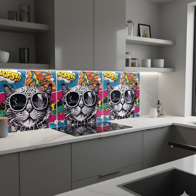 Cool Steampunk Cat with Sunglasses - Retro Comic  Tile (Creator Uploaded)