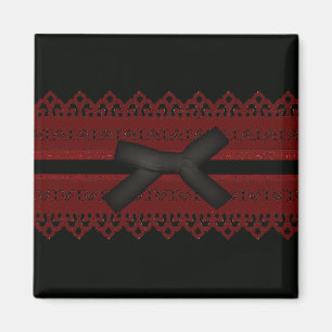 Cool Steampunk Gothic Red Lace Black bow Magnet