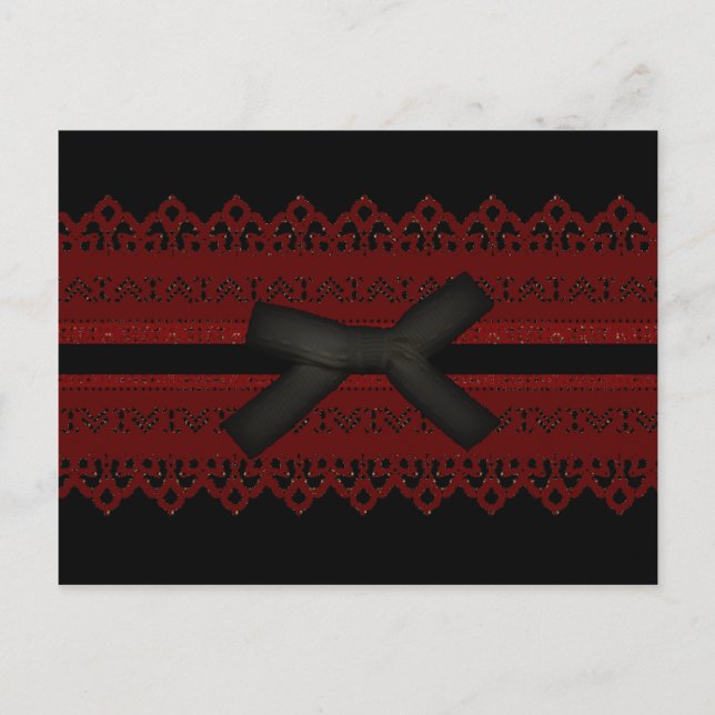 Cool Steampunk Gothic Red Lace Black bow Postcard (Front)