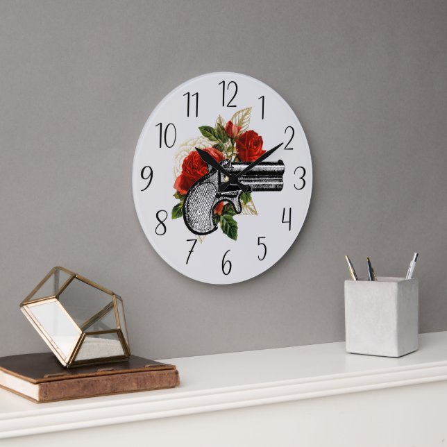 cool steampunk gun lovers large clock (Office)