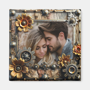 Cool Steampunk Personalised Photo Magnet