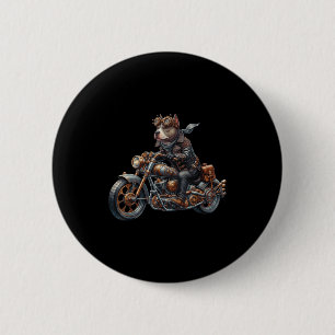 Cool Steampunk Tbull Biker Vintage Motorcycle Dog 6 Cm Round Badge