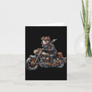 Cool Steampunk Tbull Biker Vintage Motorcycle Dog  Card