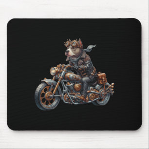 Cool Steampunk Tbull Biker Vintage Motorcycle Dog  Mouse Mat