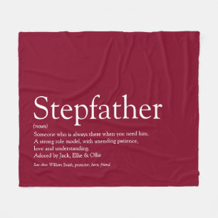 Cool Stepfather, Stepdad Definition Fun Burgundy Fleece Blanket