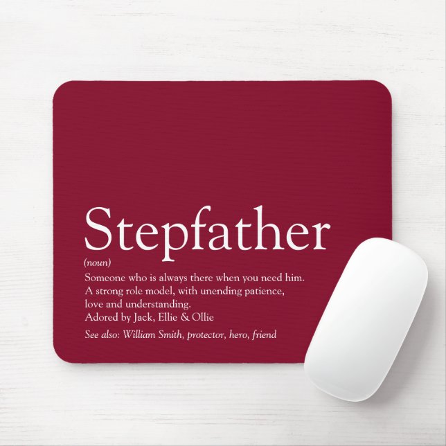 Cool Stepfather, Stepdad Definition Fun Burgundy Mouse Mat (With Mouse)