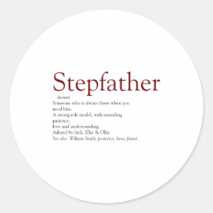 Cool Stepfather Stepdad Definition Fun Gray Kids Classic Round Sticker