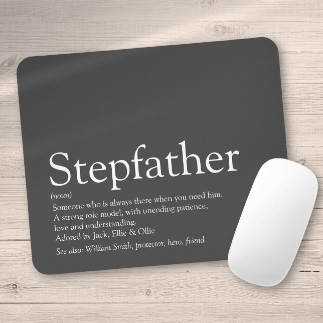 Cool Stepfather, Stepdad Definition Fun Grey Mouse Mat (Cool Stepfather, Stepdad Definition Fun Gray Mouse Pad)