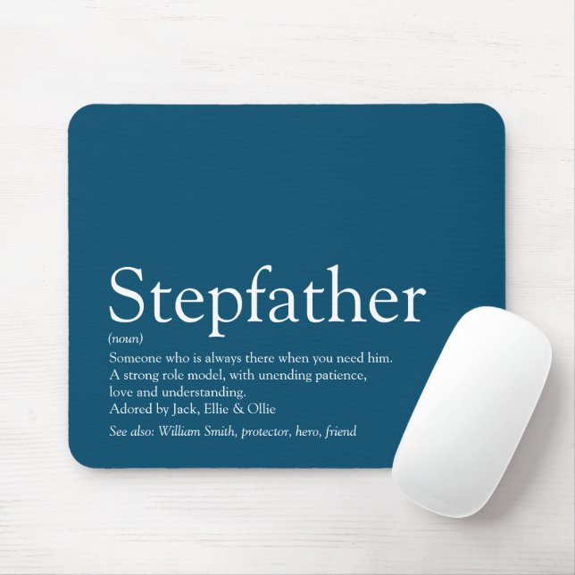 Cool Stepfather Stepdad Definition Fun Modern Blue Mouse Mat (With Mouse)