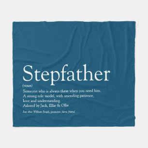 Cool Stepfather, Stepdad Definition Modern Blue Fleece Blanket