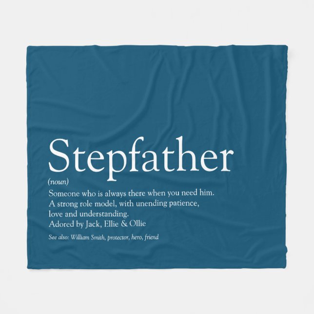 Cool Stepfather, Stepdad Definition Modern Blue Fleece Blanket (Front (Horizontal))