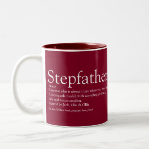 Cool Stepfather Stepdad Definition Modern Burgundy Two-Tone Coffee Mug