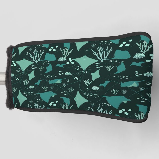 Cool Stingrays Beneath The Ocean Pattern Golf Head Cover (Front)