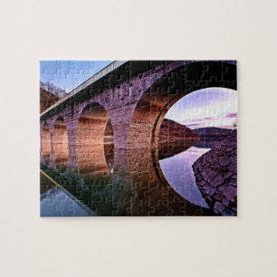 Cool Stone Arch Bridge Reflections Sunset Puzzle