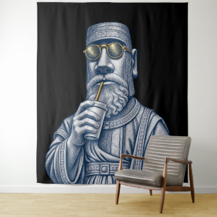 Cool Stone Man Vintage Art Wall Tapestry