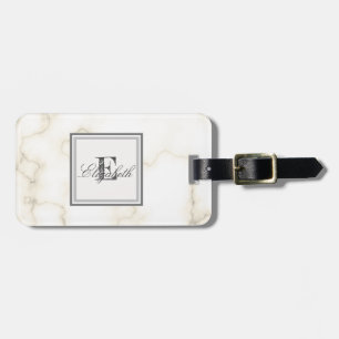Cool Stone Marble Texture, Monogram-Personalised Luggage Tag
