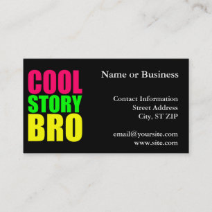 Cool Story Bro in Neon Style Colours Business Card
