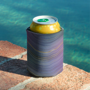 Cool Strata Beautiful Blue Purple and Gold Agate Can Cooler