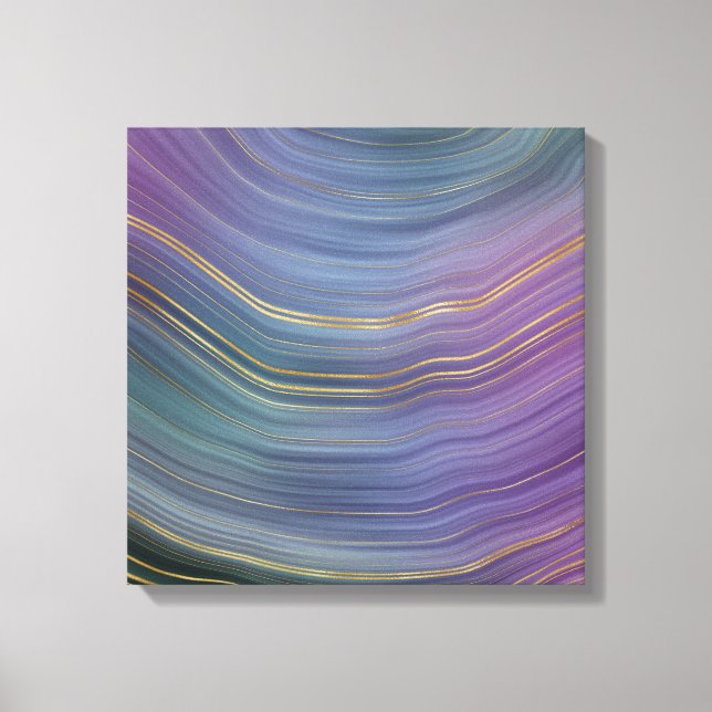 Cool Strata | Beautiful Blue Purple and Gold Agate Canvas Print (Front)