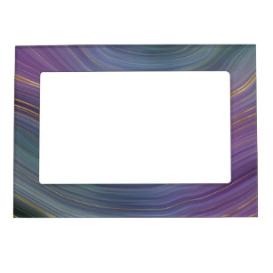 Cool Strata   Beautiful Blue Purple and Gold Agate Magnetic Frame