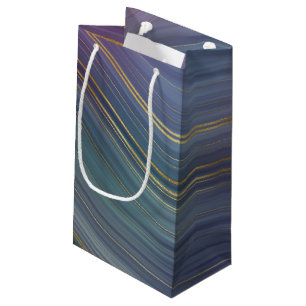 Cool Strata   Beautiful Blue Purple and Gold Agate Small Gift Bag