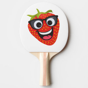 Cool Strawberry Character – Fun Kawaii Fruit Art Ping Pong Paddle