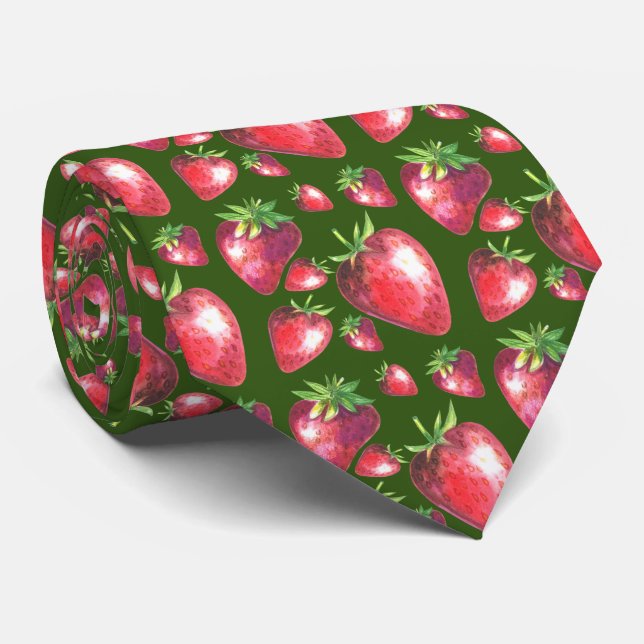 cool strawberry tiled fruit pattern tie (Rolled)