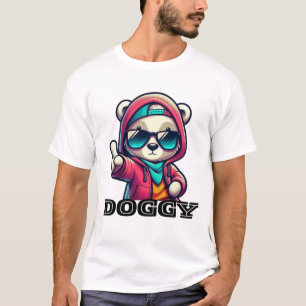Cool Street Style Bear Illustration – Trendy Carto T-Shirt