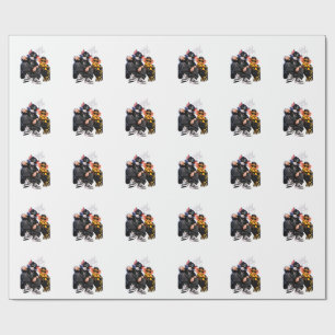 Cool Streetwear Hip-Hop Cat Round Keychain Wrapping Paper