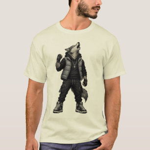 Cool Streetwear Wolf Graphic T-Shirt Urban Anima