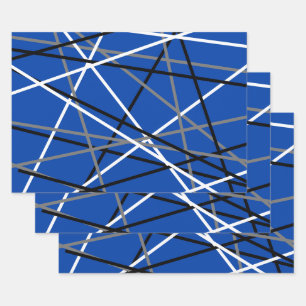 Cool Striped Guitar Blue Grey White Black Wrapping Paper Sheet