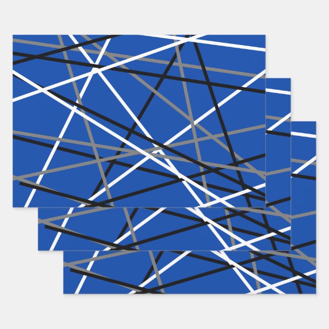 Cool Striped Guitar Blue Grey White Black  Wrapping Paper Sheet (Set)