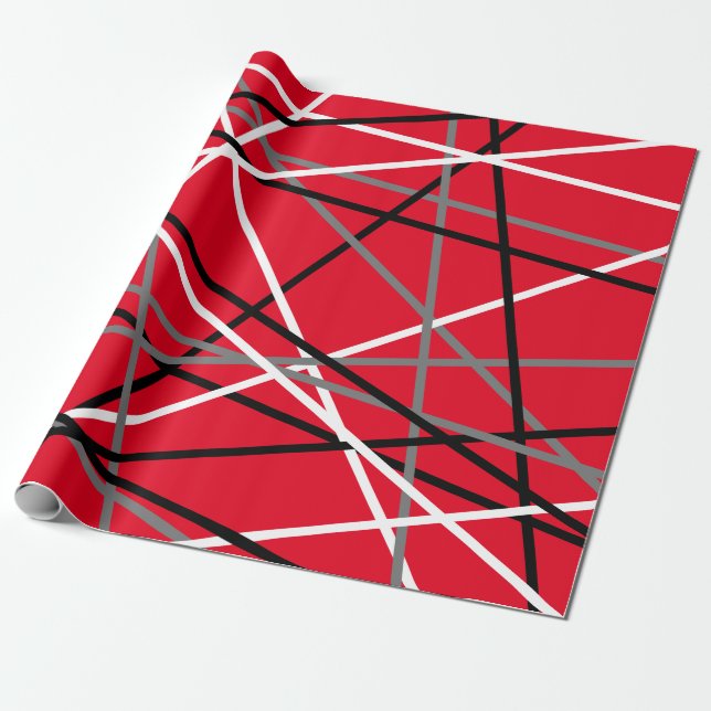 Cool Striped Guitar Red Grey White Black  Wrapping Paper (Unrolled)