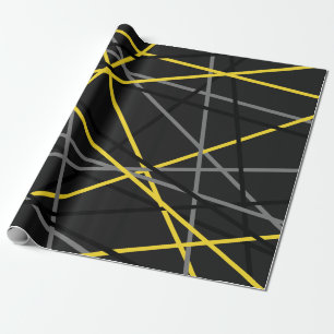 Cool Striped Guitar Yellow Gray Black  Wrapping Paper