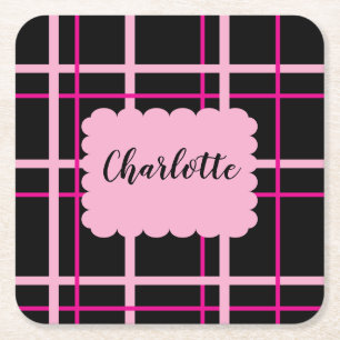 Cool Striped Pattern Square Paper Coaster