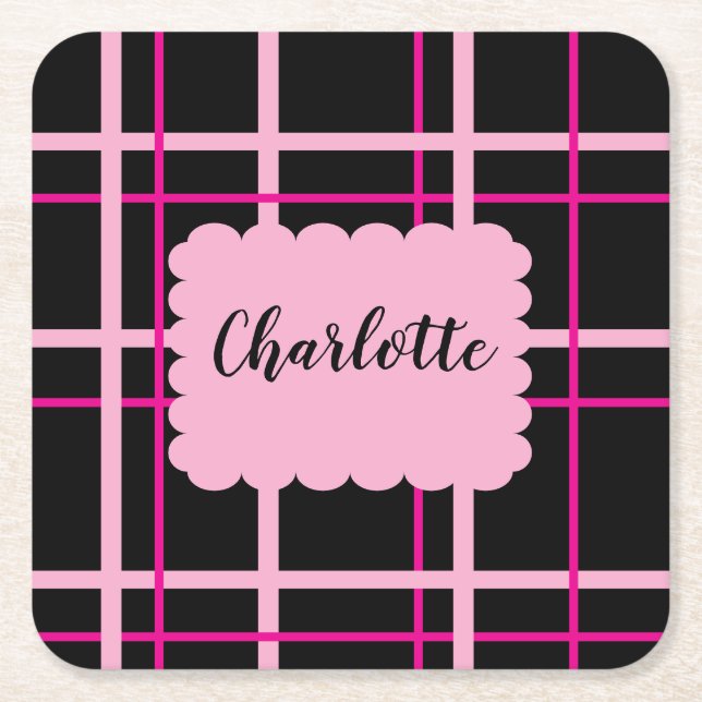 Cool Striped Pattern Square Paper Coaster (Front)