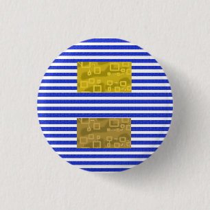 Cool Stripes Blue Gold Geometric  3 Cm Round Badge