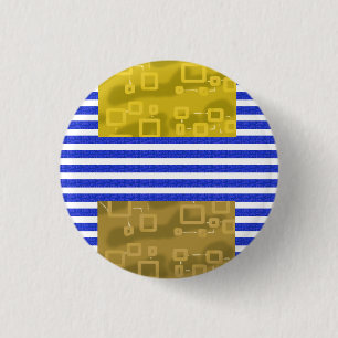 Cool Stripes Blue Gold Geometric 3 Cm Round Badge