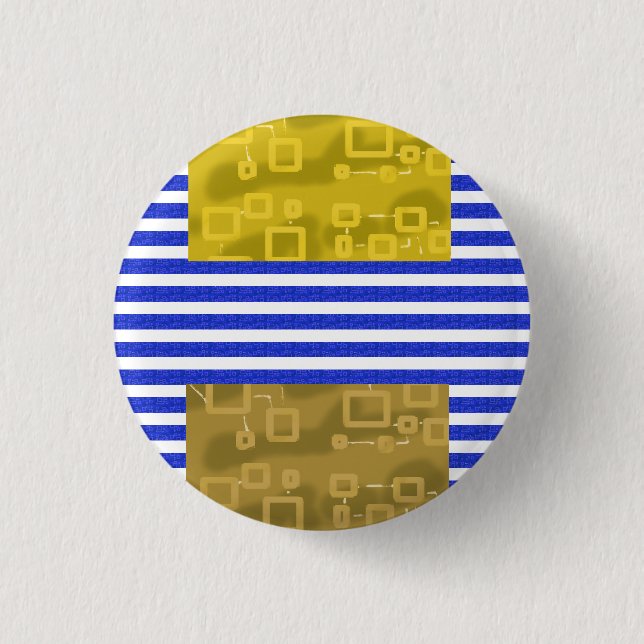 Cool Stripes Blue Gold Geometric  3 Cm Round Badge (Front)