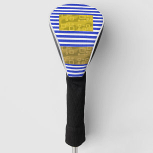 Cool Stripes Blue Gold Geometric Golf Head Cover