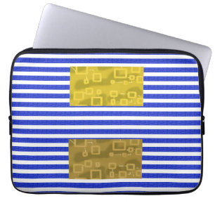 Cool Stripes Blue Gold Geometric Laptop Sleeve