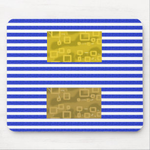 Cool Stripes Blue Gold Geometric Mouse Mat