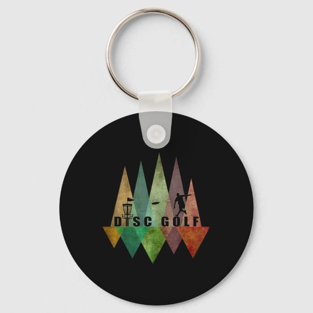 Cool Stylised Geometric Disc Golf Sket And Disc Di Key Ring (Front)