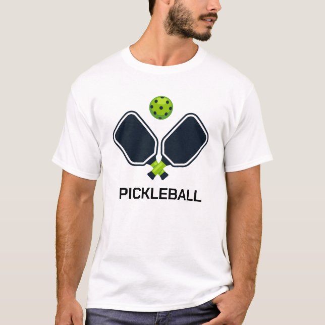 Cool Stylised Pickleball with Paddles and Ball Pic T-Shirt (Front)