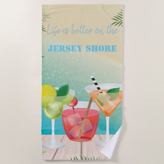 Cool Stylish Beach, Cocktails Beach Towel (Front)