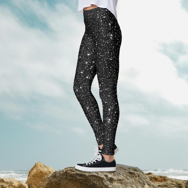Cool Stylish Black Night Sparkling Glittery Party  Leggings (Creator Uploaded)