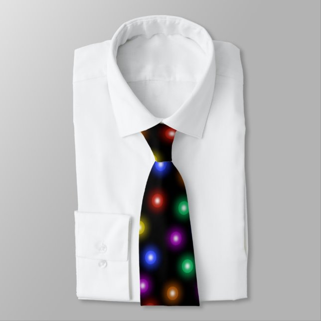 Cool Stylish Christmas Lights Pattern Illustration Tie (Tied)