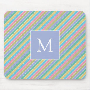 Cool Stylish Colourful Diagonal Striped Monogram Mouse Mat