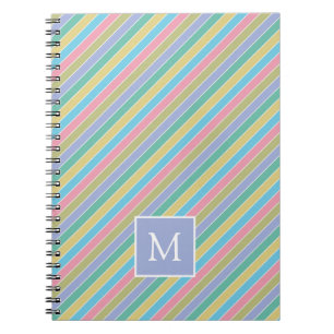 Cool Stylish Colourful Diagonal Striped Monogram Notebook