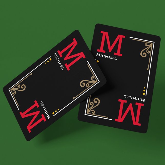 Cool Stylish Player Initials - Personalised Black Playing Cards (Creator Uploaded)